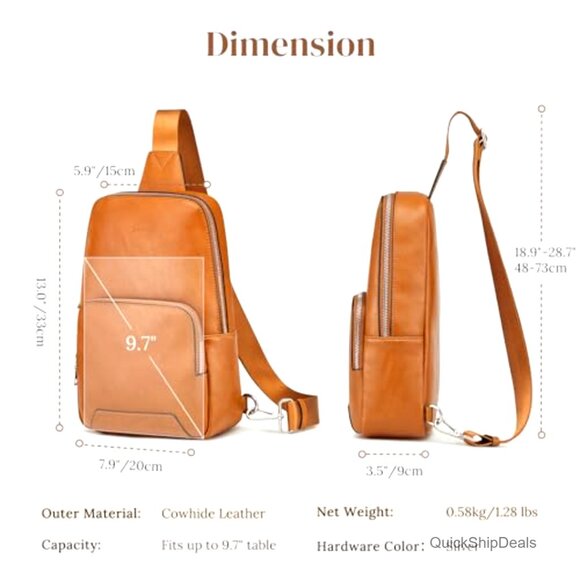 Genuine Leather RFID Blocking Crossbody Backpack Sling Bag Daypack main image 4